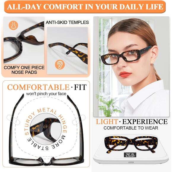 Unique Trendy Reading Glasses for Women +1.50 Italy Design Stylish Readers - Picture 5 of 8